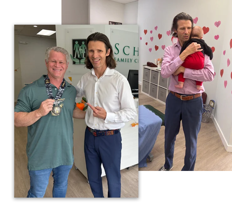 Chiropractor Season Schelin With Patients Collage